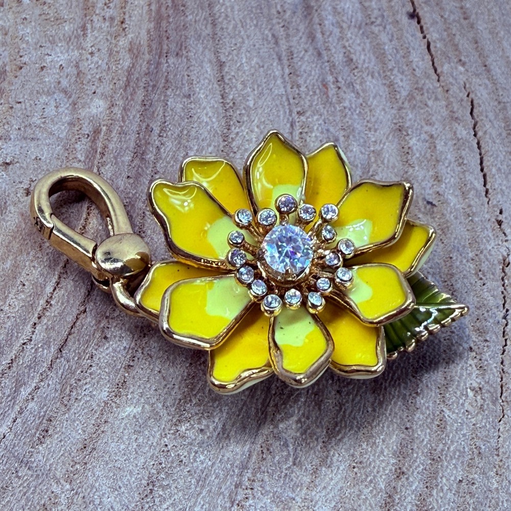 Retired Juicy Couture Yellow Enamel Sunflower Crystal Charm Smells Like Couture